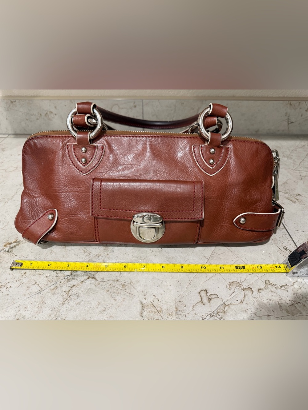 Marc Jacob’s East/West Brown Leather Top-Handle Satchel - Picture 5 of 16